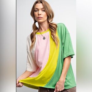 858 ❤️ EASEL COLOR BLOCK COTTON JERSEY TOP